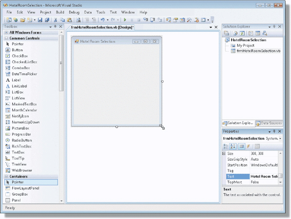   Figure 2-3 As shown in the accompanying figure, the mouse pointer changes to a two-headed arrow to indicate that you can drag to change the size of the GUI object.