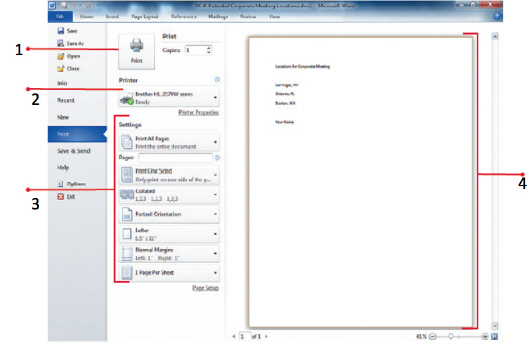   The document preview is prepresented by number ____ in the figure above. A)  1 B)  2 C)  3 D)  4