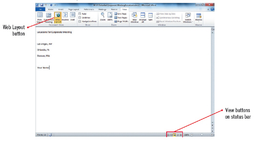 You work in the Human Resources department of an insurance company. A colleague has just drafted a letter that she wants to post on the company's website and has asked for your assistance using the Web Layout view in Word. A preview of your colleague's document appears below.     Which button should your colleague click to see more or less of the document on the screen?
