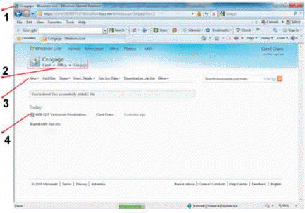   In the accompanying figure, item 2 identifies the ____. A)  browser window B)  current folder menu bar C)  path to the file D)  uploaded file