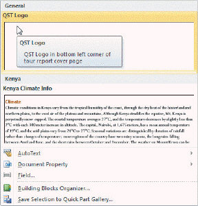   The gallery shown in the accompanying figure is the ____ gallery. A)  Text Box B)  Quick Blocks C)  Building Blocks D)  Quick Parts