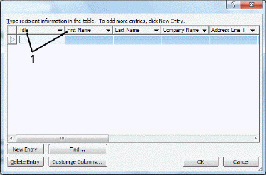   Item 1 in the accompanying figure shows ____. A)  field names B)  records C)  merge fields D)  data sources