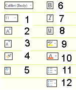 Identify the letter of the choice that best matches the Mini toolbar button s use.  
