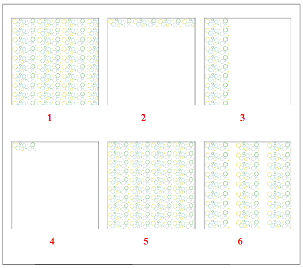 ​   ​ In the given image, which of the following types of background property does figure 4 denote? A) no-repeat B) repeat C) repeat-x D) repeat-y