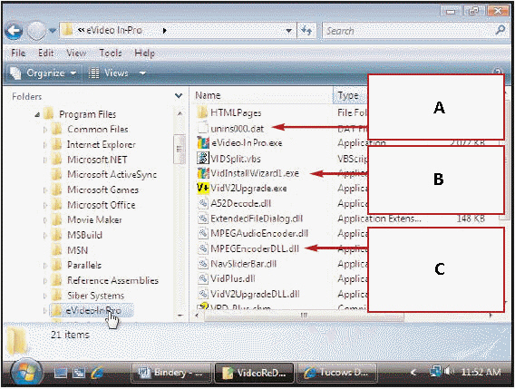  In the figure above, the box with an A indicates ____. A)  data files B)  executable files C)  support program files D)  help files