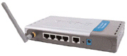   As shown in the figure above, most wireless routers include ports for ____ Ethernet cables. A)  2 B)  3 C)  4 D)  6
