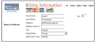   HTML ____, as shown in the figure above, are typically used to collect payment and shipping information at the checkout counter of e-commerce Web sites. A)  frames B)  tables C)  gateways D)  forms