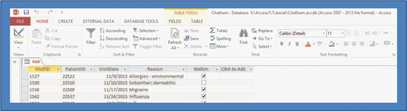 <strong> Using the accompanying figure, which Ribbon group and button would be used to create a new record in an Access database table?</strong> A) Find group, Go To button B) Records group, Save button C) Records group, New button D) Sort & Filter group, Advanced button