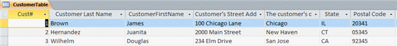 Case 1-3     Main Street Catering has created a database with one table containing customer information. When creating the table, Marissa did not follow recommendations for naming fields in a table. There are a number of changes that would make the field names more useful and follow field naming recommendations. Using the accompanying figure, answer the following questions about the CustomerTable.Which field name follows the recommendation of capitalizing the first letter of each word and also follows the no spaces recommendation?