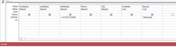   The criteria entered in the figure above are an example of which logical operator? A)  Or B)  Not C)  And D)  Between