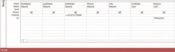    The accompanying figure illustrates the use of the ____________________ logical operator to define query criteria.