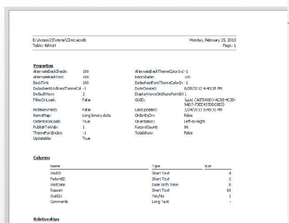<strong> Which type of report does the accompanying figure illustrate?</strong> A) Custom report B) Relationships report C) Object Definition report D) Object Properties report