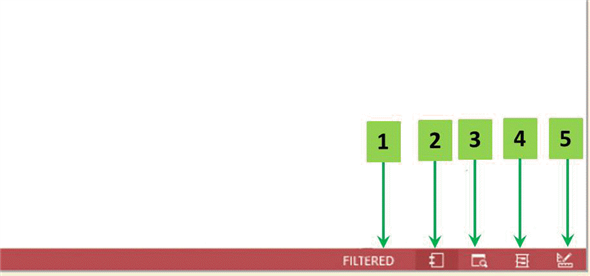   In the accompanying figure, which numbered arrow indicates the report results are filtered? A)  1 B)  2 C)  3 D)  5