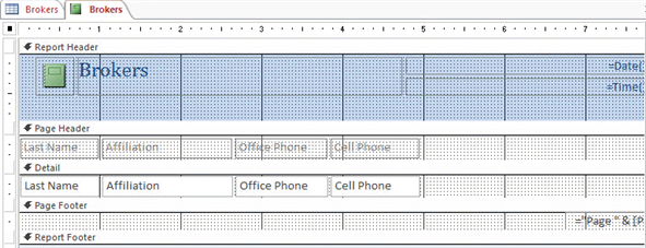   In the accompanying figure, which section of the report has a Height property set to zero? A)  Report Header B)  Report Footer C)  Page Header D)  Page Footer