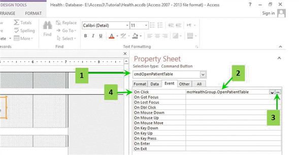   In the accompanying figure, which numbered arrow indicates an event property? A)  1 B)  2 C)  3 D)  4