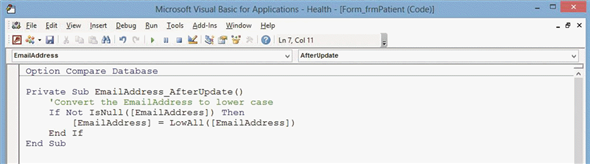   The accompanying figure is an example of a(n)  ____. A)  macro B)  function C)  event procedure D)  standard module