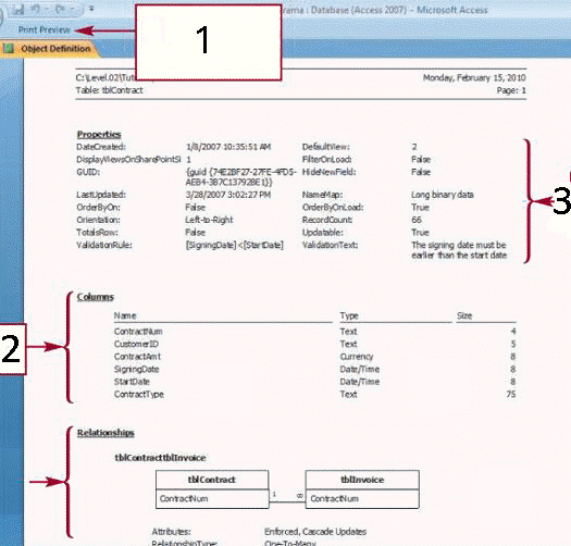   All of the following are included on the report in the accompanying figure EXCEPT ____ documentation. A) table B) field C) record D) relationship
