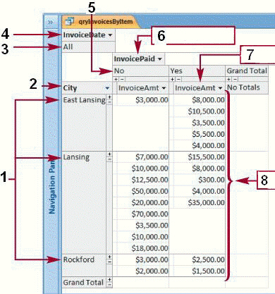   The item marked 3 in the accompanying figure is the ____ field item. A) row B) filter C) column D) detail