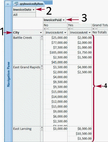   The item marked 3 in the accompanying figure is the ____ field. A) row B) column C) filter D) detail