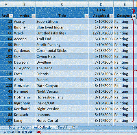  Records have been filtered in the list shown in the accompanying figure.