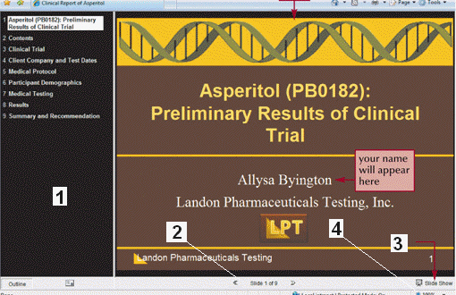   Click the item marked ____ in the accompanying figure to view a presentation as a full-screen presentation. A) 1 B) 2 C) 3 D) 4