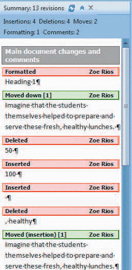   The item shown in the accompanying figure is the Track Changes Pane.