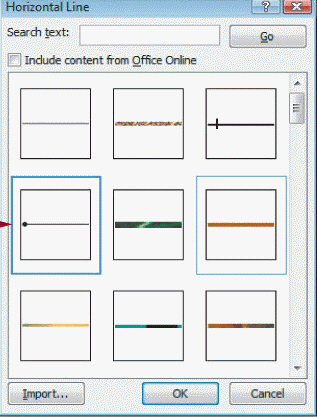   Immediately after inserting a horizontal line you can use the ____ key(s) to open the dialog box shown in the accompanying figure. A) F3 B) F4 C) Shift+Ctrl+Page Up D) Esc