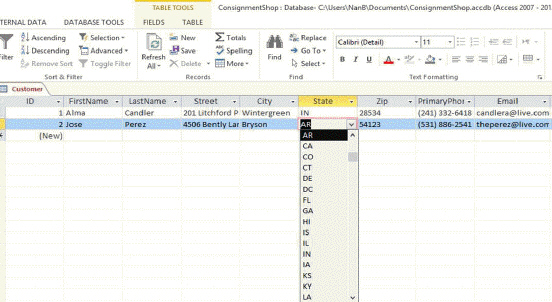 Case Based Critical Thinking Questions Case 5-1 Janise is creating a database to keep track of her customers for her pet sitting business. She is in the process of creating the Customer table. She would like to design the table so that data entry is as consistent and accurate as possible. Using the figures below, determine which Access features Janise used to ensure consistent and accurate data entry.   Figure Case 5-1-1   Figure Case 5-1-2 The State field in Figure Case 5-1-1 illustrates which of the following? A)  an Autofilter B)  a conditional value C)  a lookup field D)  an input mask