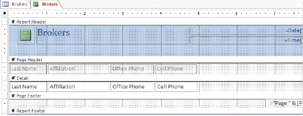   In the accompanying figure, which section of the report has a Height property set to zero? A)  Report Header B)  Report Footer C)  Page Header D)  Page Footer