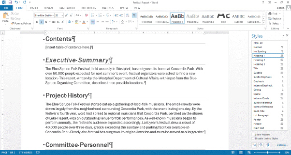   In the accompanying figure, ____ is a character style. A)  No Spacing B)  List Paragraph C)  Quote D)  Intense Emphasis
