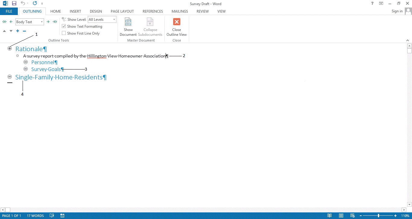   To display only subdocument headings, click the _______ button shown in the accompanying figure. A)  Headings Only B)  Expand C)  Collapse D)  Hide Body Text