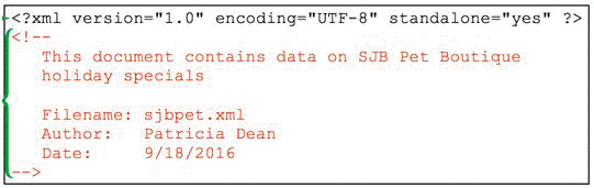    The orange text in the accompanying figure is an XML _____.
