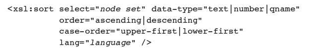   In the sort instruction shown in the accompanying figure, the _____ attribute defines the language used to determine sort order. A)  lang B)  data-type C)  case-order D)  select