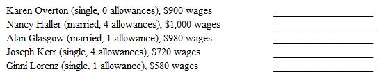 Exhibit 4-1 : Use the following tables to calculate your answers.         Refer to Exhibit 4-1 . Determine the income tax to withhold from the biweekly wages of the following employees (wage-bracket):  