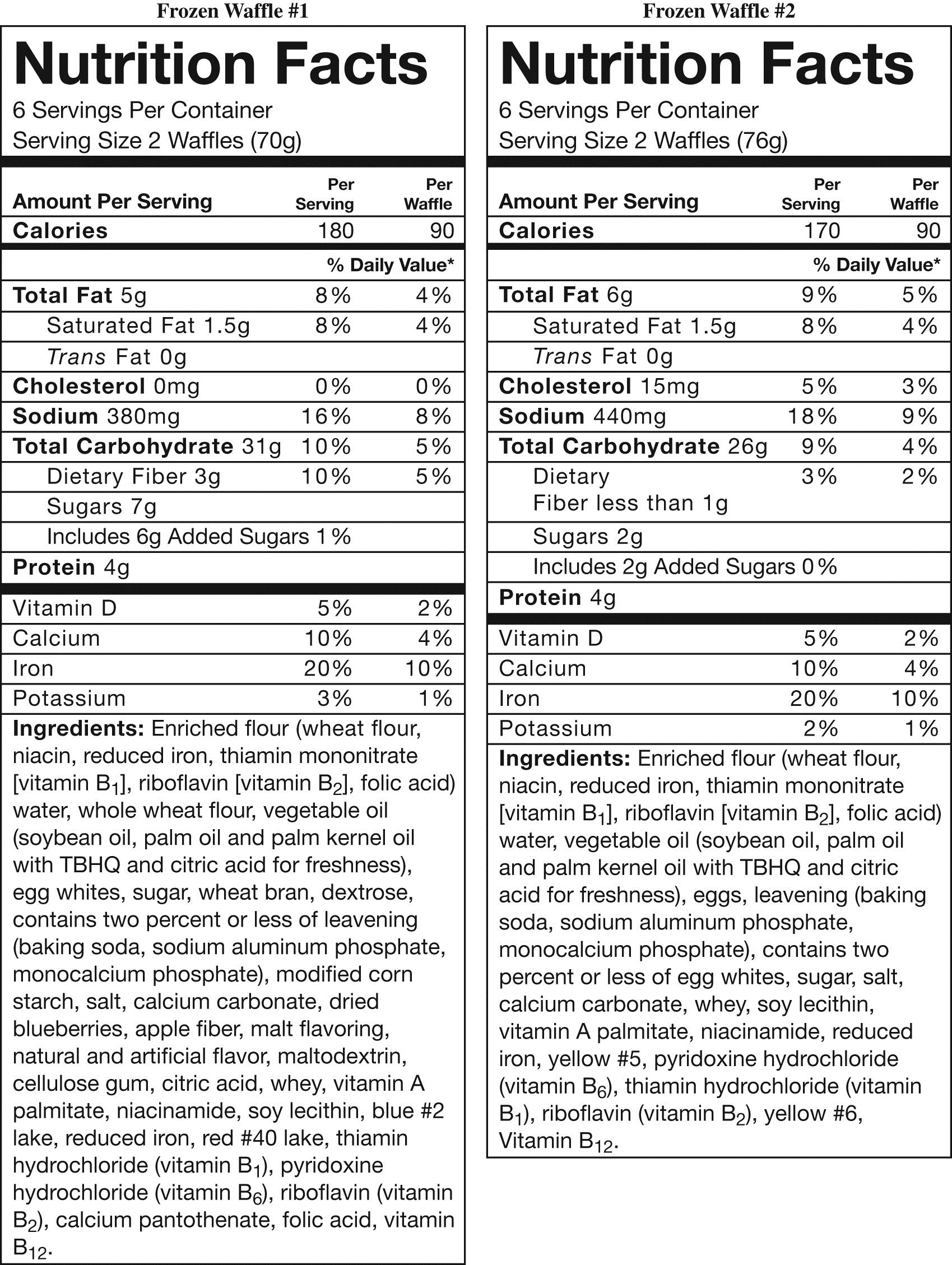   Jack is trying to choose foods that contain whole grains. Which whole grain ingredient is present in waffle #1 that is not found in waffle #2? A)  Enriched flour B)  Whole wheat flour C)  Modified corn starch D)  Maltodextrin E)  Apple fiber
