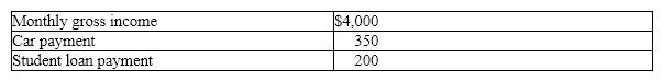 Barb and Bob want to purchase a new home but don't know how much mortgage they can qualify for. The lender requires that the total installment of loan payments does not exceed 35% of the monthly income. Based on Barb and Bob's financial data given below, what is the maximum monthly mortgage payment for which they can qualify?   A) $1,400 B) $1,208 C) $1,502 D) $850 E) $500