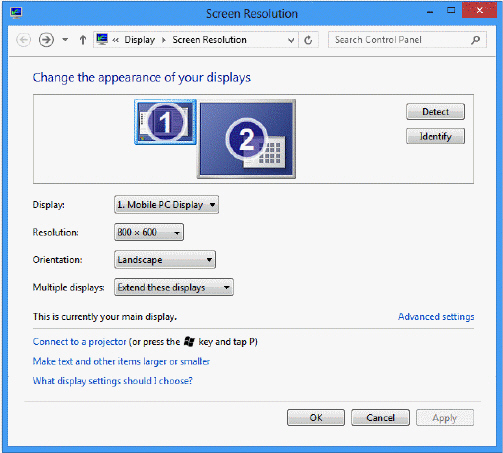  You can open the Screen Resolution window, shown in the accompanying figure, by _____. A)  double-clicking any blank area of the desktop and selecting Screen resolution B)  right-clicking any blank area of the desktop and selecting Screen resolution C)  selecting Screen resolution from the Start menu D)  all of the above
