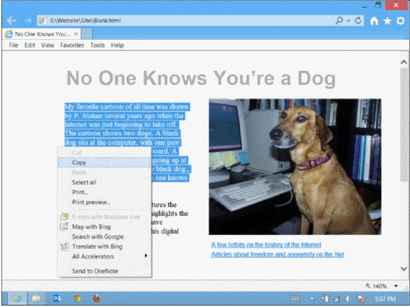 <strong>  Referring to the accompanying figure, how would you select the highlighted text?</strong> A) double-click the paragraph B) hold down the mouse button while dragging from the beginning of the passage to the end of it C) click the first line of the passage, then holding Ctrl key and clicking the last line D) use the Select All option in the drop-down menu <div style=padding-top: 35px> 