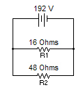   Find the following:  Rt = ___________ohms  It = ____________ amps  Ir1 = ___________ amps  Ir2 = ___________ amps  Vr1 = __________ volts  Vr2= ___________ volts  Pt = ____________ watts  Pr1 = ___________ watts  Pr2 = ___________ watts