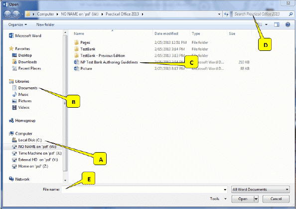   Referring to the picture above, which callout points to a set of preconfigured libraries? A)  A B)  B C)  C D)  D