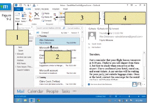   To compose a new e-mail message, you would click on ____ in the figure above. A)  item 1 B)  item 2 C)  item 3 D)  item 4