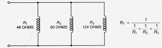  Find the total resistance (  R _ { T }  ) of the three low voltage relay coils. Round the answer to the nearer hundredth.   