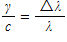 The Doppler formula states that the ratio of the velocity of a source to the speed of light is equal to the ratio of the change in wavelength caused by the Doppler shift to the source wavelength, or    A spacecraft has yellow headlights which radiate 600nm photons, and is travelling toward a stationary observer. If the spacecraft is travelling at a velocity of 1% of the speed of light (0.01c), what will be the amount of the shift in wavelength observed (in nanometers)?