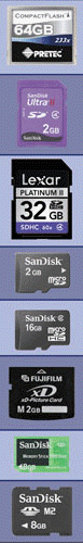   As shown in the accompanying figure, CompactFlash, microSD, Memory Stick, and Secure Digital are all examples of ____ memory cards. A)  mini B)  flash C)  read-only D)  digital