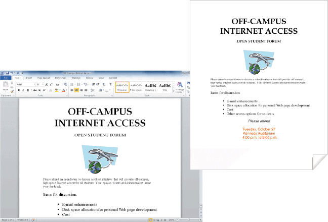   ____ involves developing a word processing document like the one in the accompanying figure by entering text or numbers, designing graphics, and performing other tasks using an input device. A)  Creating B)  Editing C)  Formatting D)  Printing