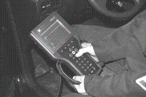 The tool shown in this figure is a:   A)  Digital volt-ohm meter B)  Scan tool C)  Lab scope D)  Voltmeter with waveform capabilities