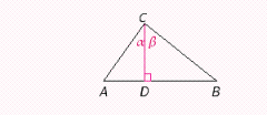 Find A  if B = 20° and  α +  β = 120°.   Remember: The sum of the three angles in any triangle is always 180°. A) A = 60° B) A  = 50 ° C) A  = 70 ° D) A  = 100 ° E) A  = 40 °
