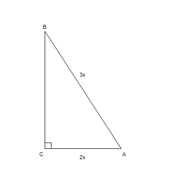 Find cos A in the right triangle below.   ​ A)    B) ​   C) ​   D) ​   E) ​  