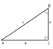 Refer to right triangle ABC with   . ​   ​ If    mm and    mm, find B .  ​Apply the rules regarding the use of significant digits when determining your answer. ​   __________  