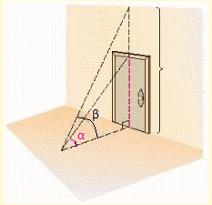 From a point on the floor the angle of elevation to the top of a door is 47°, while the angle of elevation to the ceiling above the door is 62°. If the ceiling is 10 feet above the floor, what is the vertical dimension of the door (see the figure) . Round your answer to the nearest tenth of a feet.     ​ A) 3.7 ft B) 6.7 ft C) 5.7 ft D) 7.2 ft E) 4.4 ft